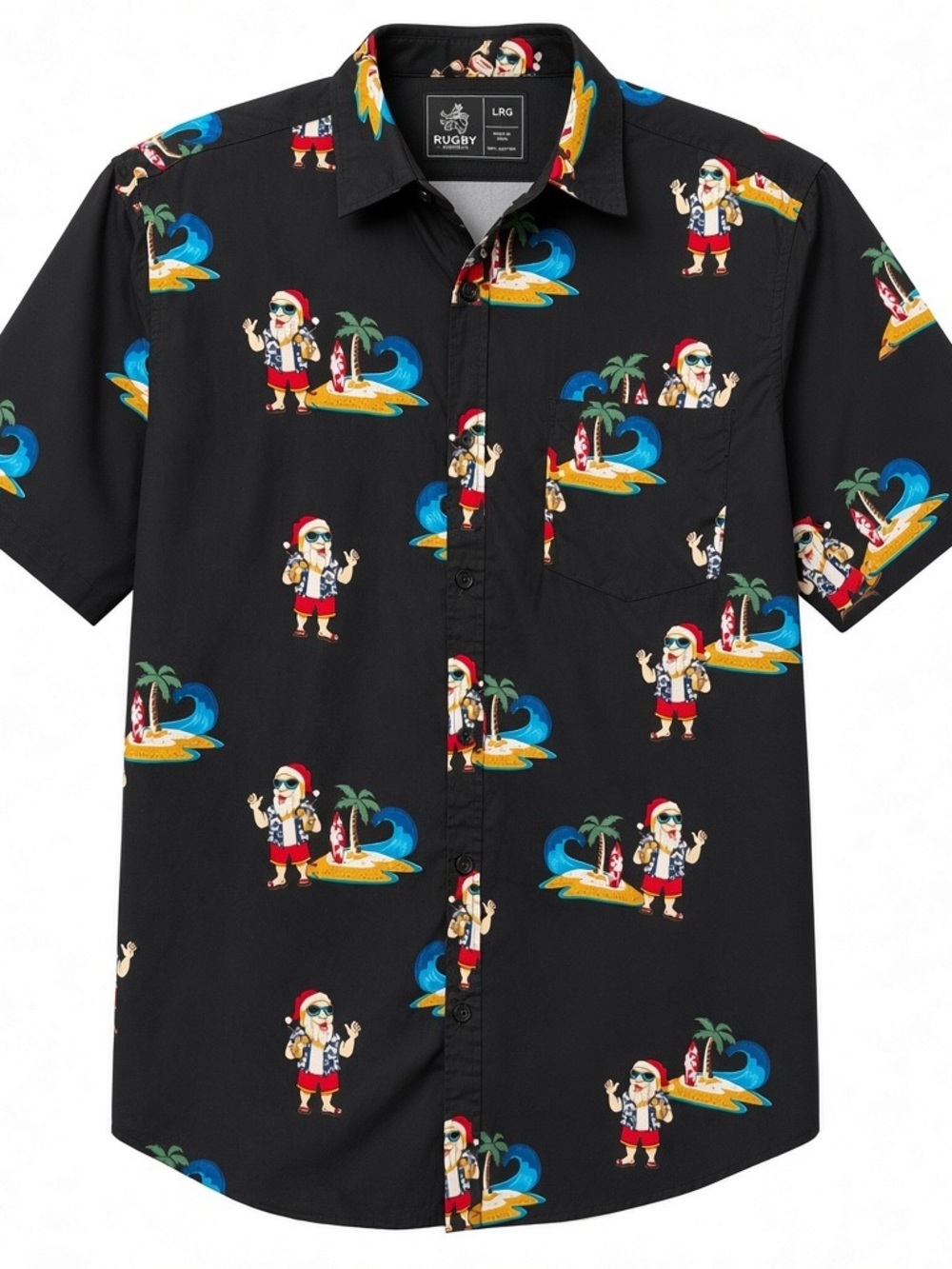 Rugby Black Holiday Print Short-Sleeve Button-Down Shirt